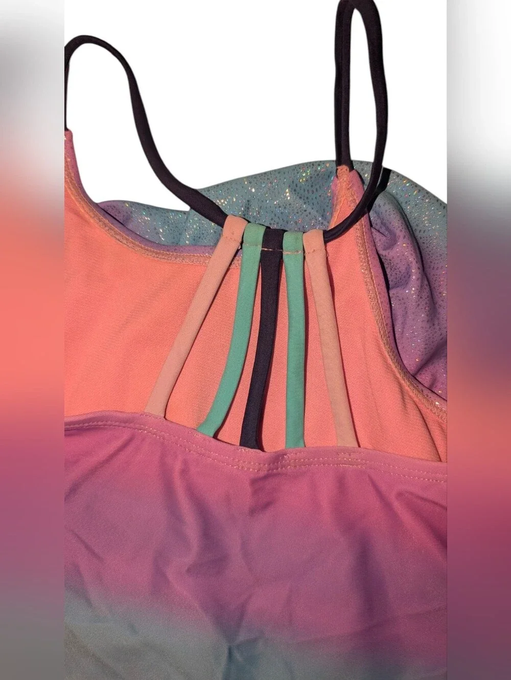 Limited‎ Too Glitter Ombre One Piece Swimsuit Girls 6X Pastel Mermaid Swim Y2K